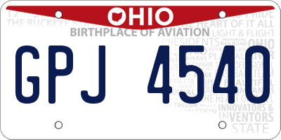 OH license plate GPJ4540