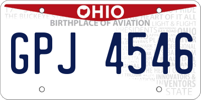 OH license plate GPJ4546