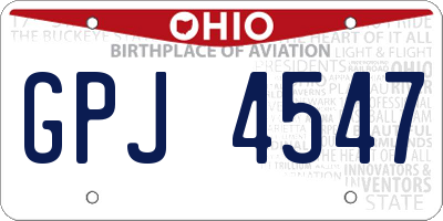 OH license plate GPJ4547
