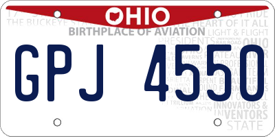 OH license plate GPJ4550