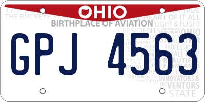 OH license plate GPJ4563