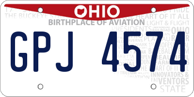 OH license plate GPJ4574