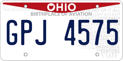 OH license plate GPJ4575