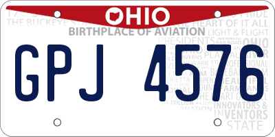 OH license plate GPJ4576