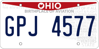 OH license plate GPJ4577