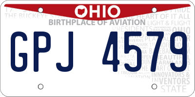 OH license plate GPJ4579