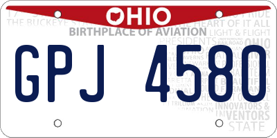 OH license plate GPJ4580