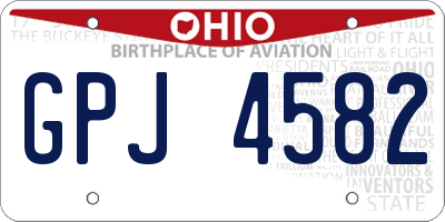 OH license plate GPJ4582
