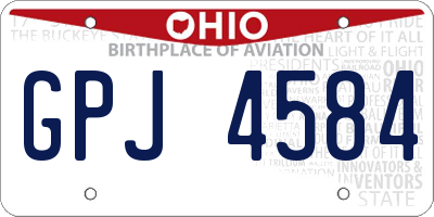 OH license plate GPJ4584