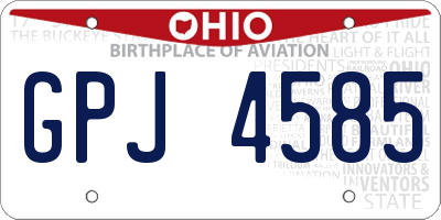 OH license plate GPJ4585
