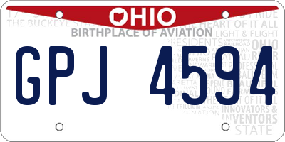 OH license plate GPJ4594