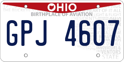 OH license plate GPJ4607