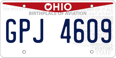 OH license plate GPJ4609