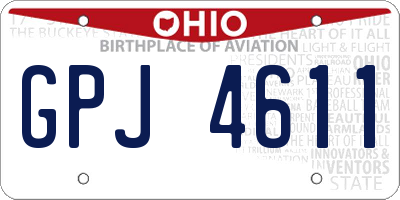 OH license plate GPJ4611