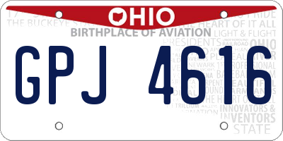 OH license plate GPJ4616