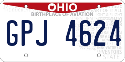 OH license plate GPJ4624