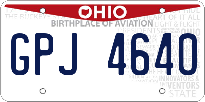 OH license plate GPJ4640