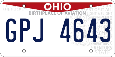 OH license plate GPJ4643