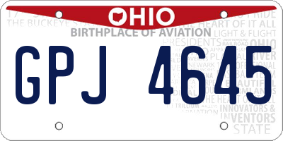 OH license plate GPJ4645