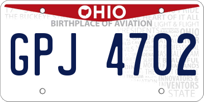 OH license plate GPJ4702