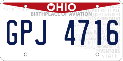 OH license plate GPJ4716