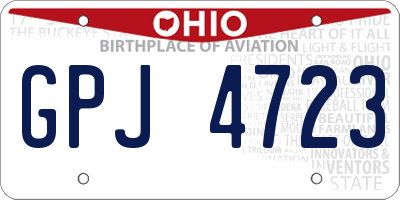OH license plate GPJ4723