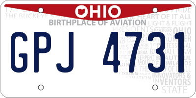 OH license plate GPJ4731