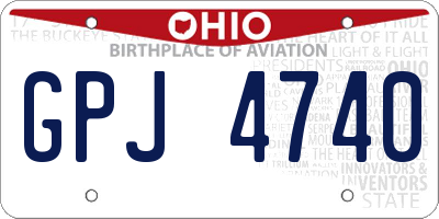 OH license plate GPJ4740
