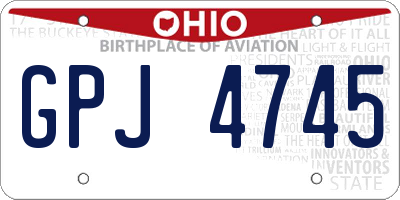 OH license plate GPJ4745