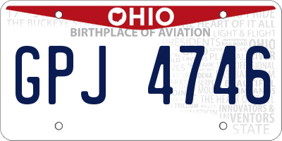OH license plate GPJ4746