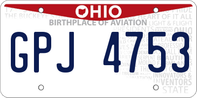 OH license plate GPJ4753