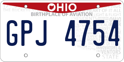 OH license plate GPJ4754