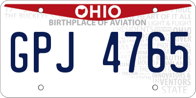 OH license plate GPJ4765