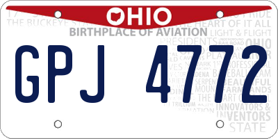 OH license plate GPJ4772