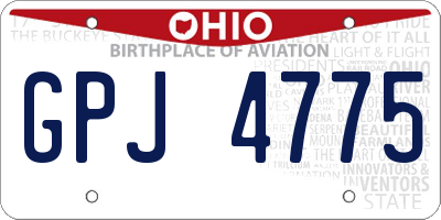OH license plate GPJ4775