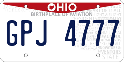 OH license plate GPJ4777