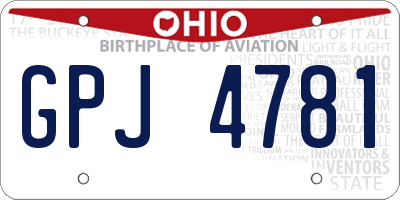 OH license plate GPJ4781
