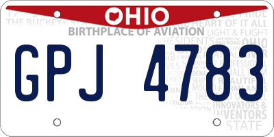 OH license plate GPJ4783