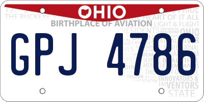 OH license plate GPJ4786