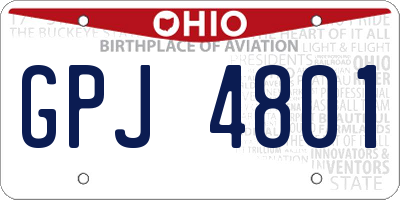 OH license plate GPJ4801