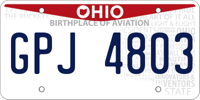 OH license plate GPJ4803