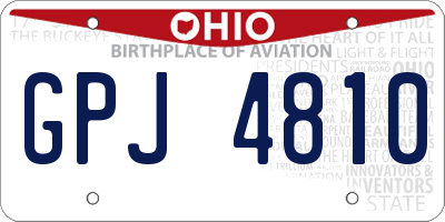 OH license plate GPJ4810