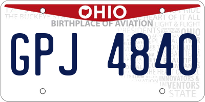 OH license plate GPJ4840