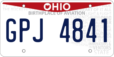 OH license plate GPJ4841