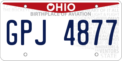 OH license plate GPJ4877