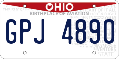 OH license plate GPJ4890