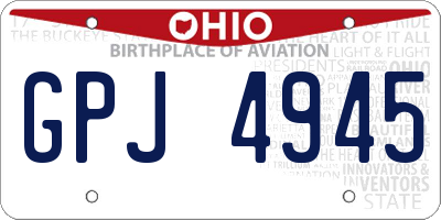 OH license plate GPJ4945
