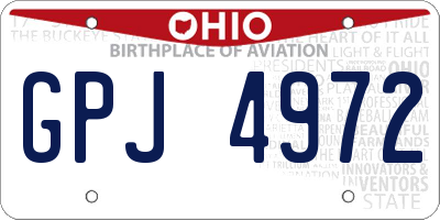 OH license plate GPJ4972
