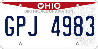 OH license plate GPJ4983