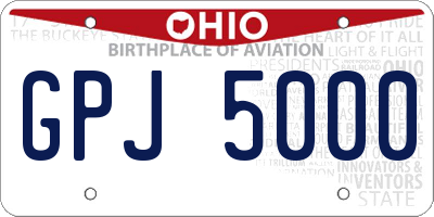 OH license plate GPJ5000